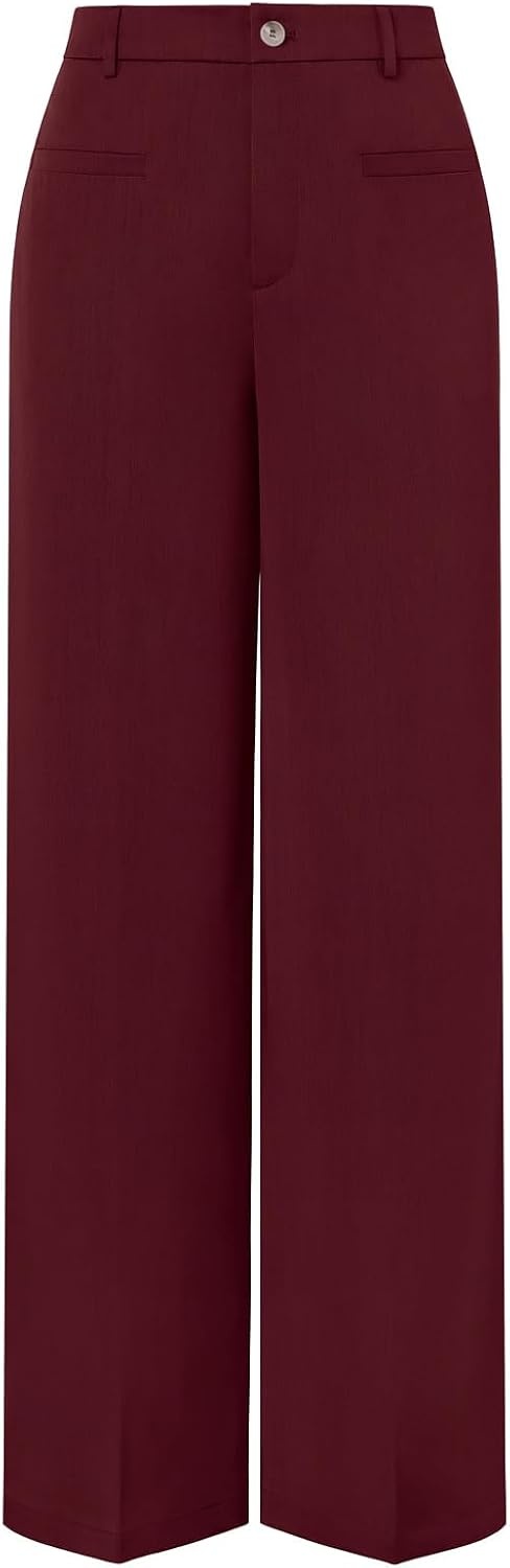 image:imageGRACE KARIN Wide Leg Work Pants Women Business Casual Dress Pants High Waist Straight Leg Palazzo Pants Professional Office Trousers SlacksTailored Teacher PantsInterview OutfitsWine