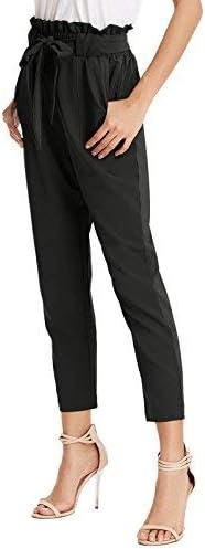 image:imageGRACE KARIN Women Work Pants High Waist Dressy Trousers Business Casual Paper Bag Bow Tie Office Stretch Elastic Waist with Pockets Lightweight Slim Fit PullonBlack