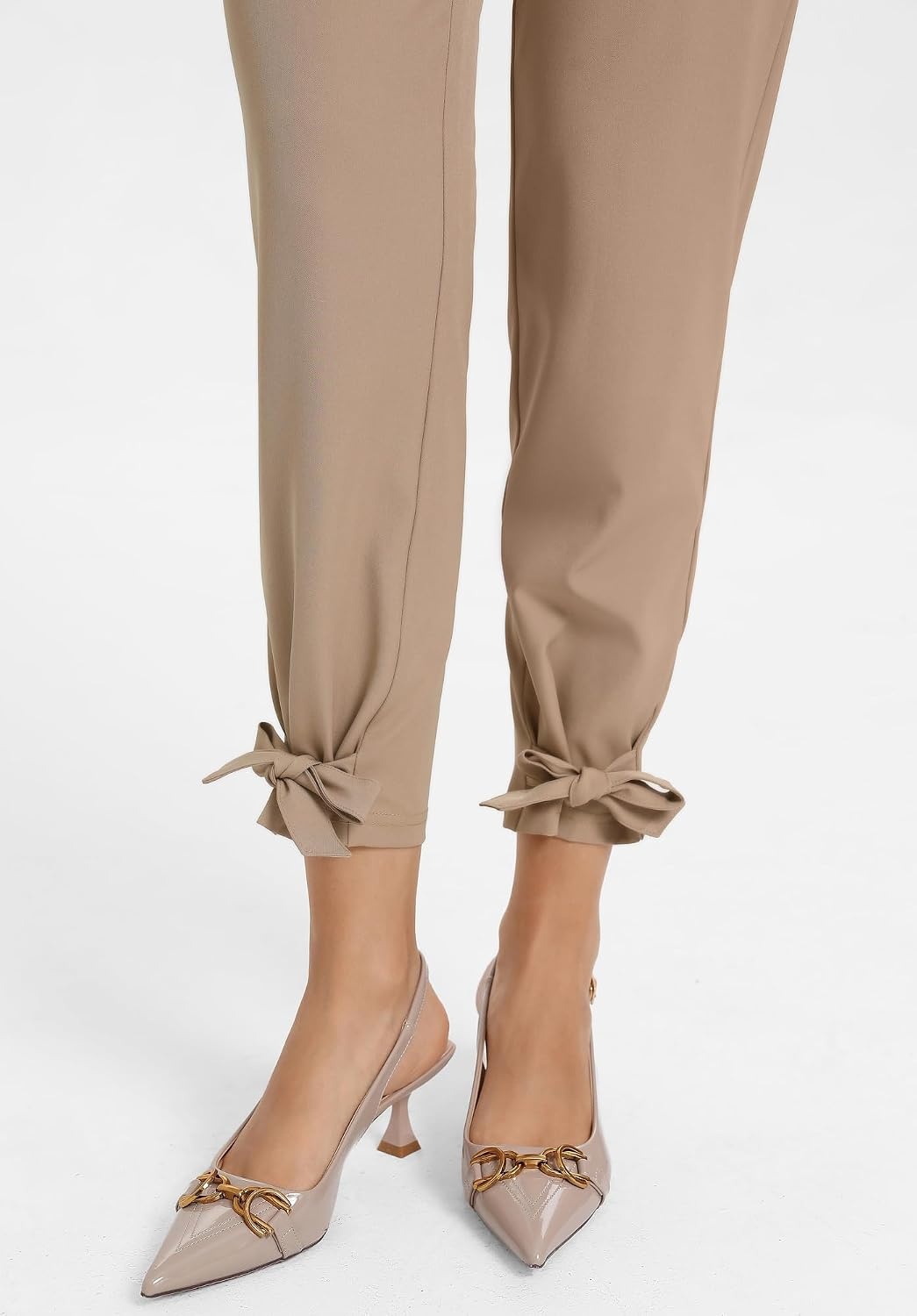 image:imageGRACE KARIN Womens Casual High Waist Pencil Pants Paper Bag Pants for Work Casual High Waist Pencil with Pockets BowKnot Cropped Paper Bag WorkCamel