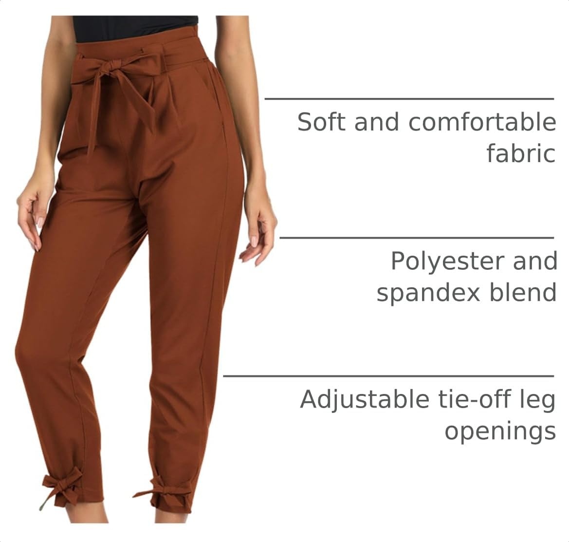 image:imageGRACE KARIN Womens Casual High Waist Pencil Pants Paper Bag Pants for Work Casual High Waist Pencil with Pockets BowKnot Cropped Paper Bag WorkCoffee