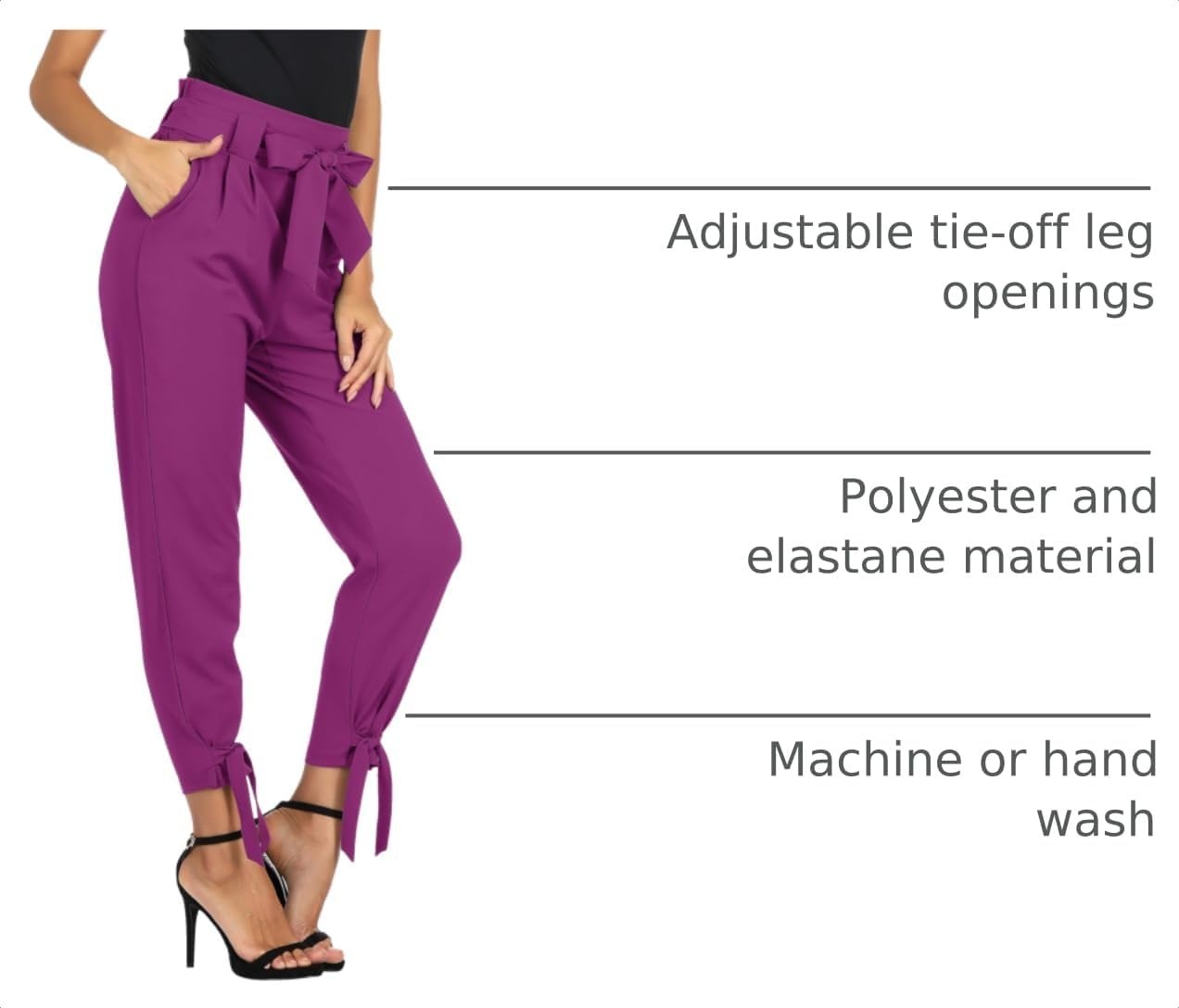 image:imageGRACE KARIN Womens Casual High Waist Pencil Pants Paper Bag Pants for Work Casual High Waist Pencil with Pockets BowKnot Cropped Paper Bag WorkFuchsia