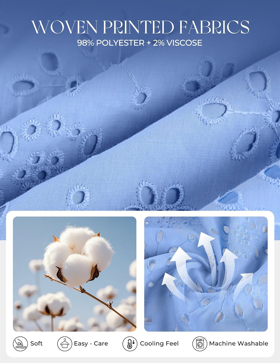 image:imageGRACE KARIN Womens Summer Maxi Eyelet Boho Beach Dresses 2026 V Neck High Waisted Pocket A Line Flowy Casual Modest Fall Funeral Church Wedding Guest Vacation Cocktail DressLight Blue