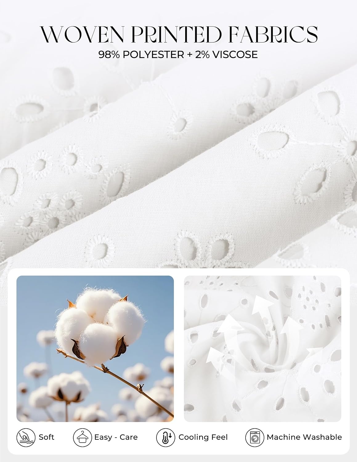 image:imageGRACE KARIN Womens Summer Maxi Eyelet Boho Beach Dresses 2026 V Neck High Waisted Pocket A Line Flowy Casual Modest Fall Funeral Church Wedding Guest Vacation Cocktail DressWhite