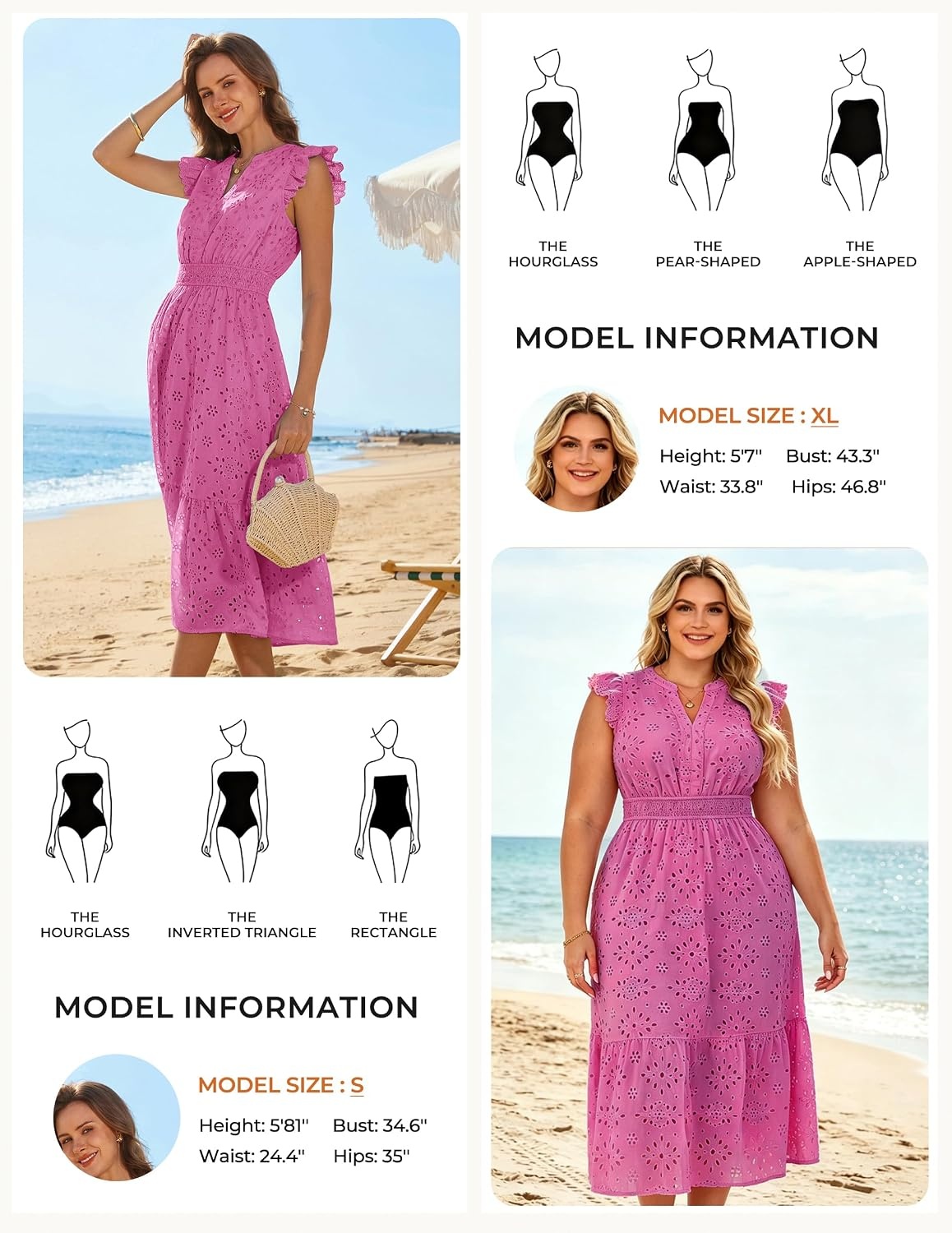 image:imageGRACE KARIN Womens Summer Maxi Eyelet Boho Beach Dresses 2026 V Neck High Waisted Pocket A Line Flowy Casual Modest Fall Funeral Church Wedding Guest Vacation Cocktail DressRose