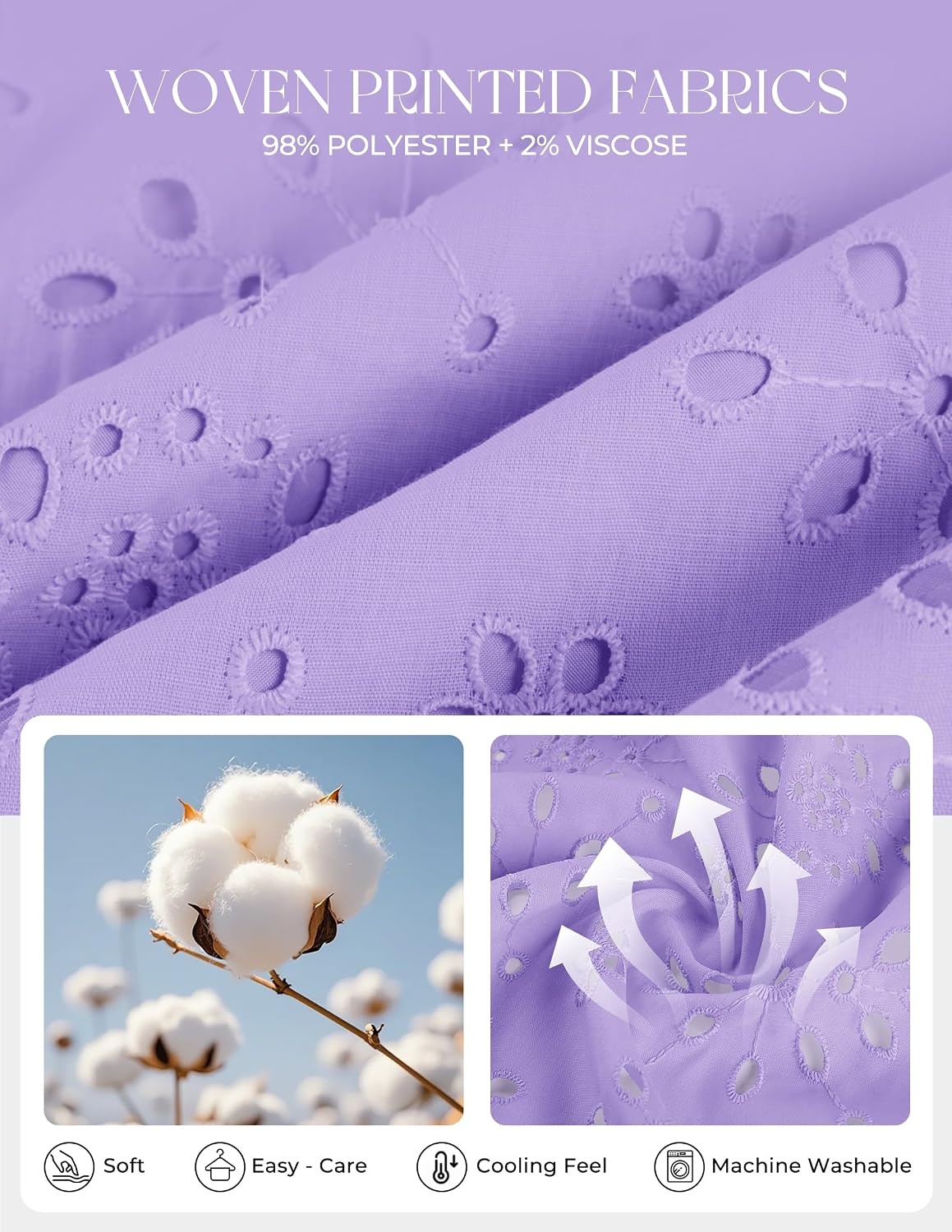image:imageGRACE KARIN Womens Summer Maxi Eyelet Boho Beach Dresses 2026 V Neck High Waisted Pocket A Line Flowy Casual Modest Fall Funeral Church Wedding Guest Vacation Cocktail DressLight Purple