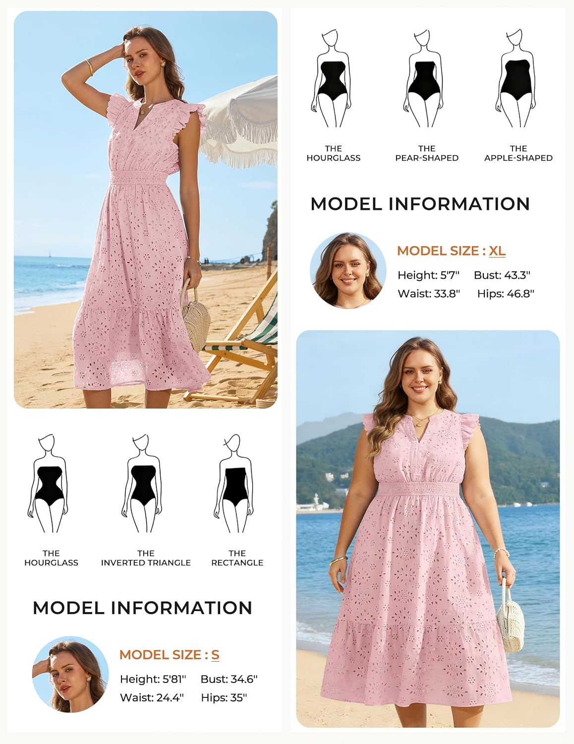 image:imageGRACE KARIN Womens Summer Maxi Eyelet Boho Beach Dresses 2026 V Neck High Waisted Pocket A Line Flowy Casual Modest Fall Funeral Church Wedding Guest Vacation Cocktail DressPink