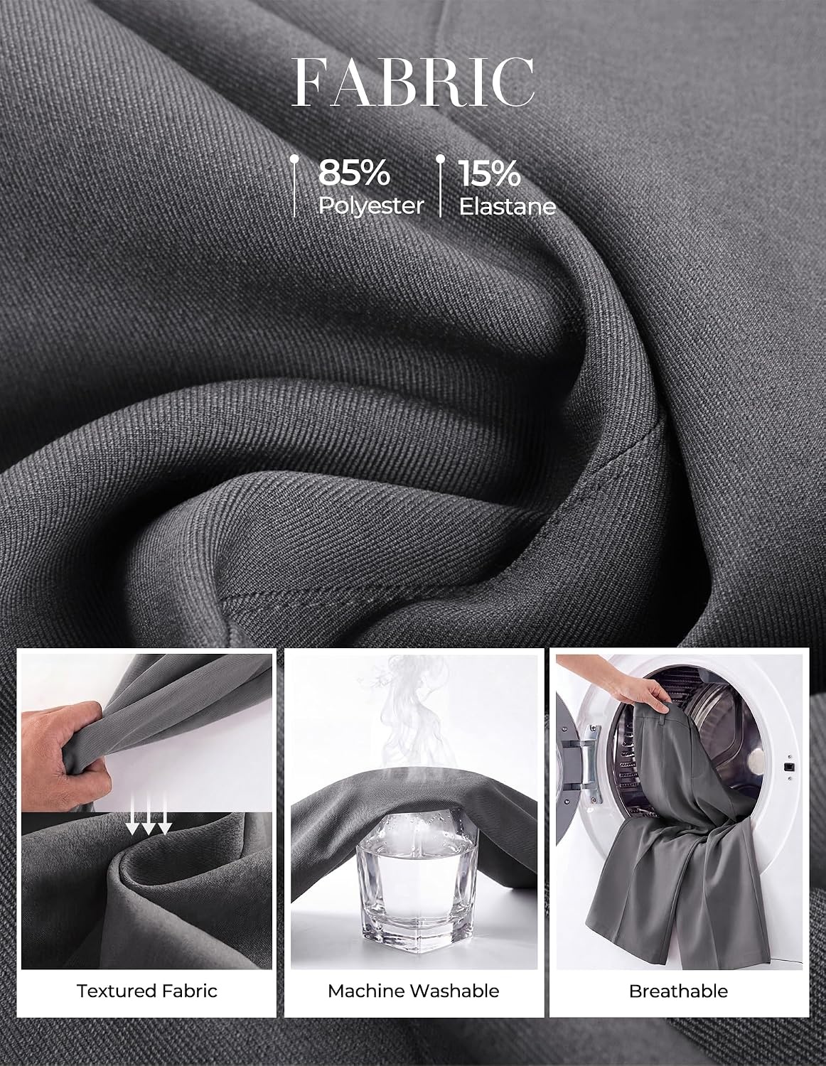 image:imageGRACE KARIN Womens Wide Leg Dress Pants Business Office Work Slacks Outfit TextureDrapeFlowyTailoredPocketsElastic High WaistPalazzoCasualFormalMeetingsGrey
