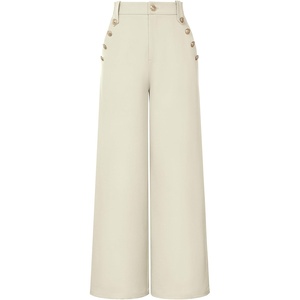 GRACE KARIN Wide Leg Dress Pants for Women 2026 Business Casual Trousers | High Waisted, Work, Buttons, with Pockets, Straight Leg, Teacher, Flowy Palazzo(Apricot)