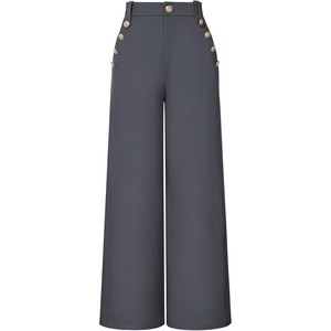 GRACE KARIN Wide Leg Dress Pants for Women 2026 Business Casual Trousers | High Waisted, Work, Buttons, with Pockets, Straight Leg, Teacher, Flowy Palazzo(Grey)