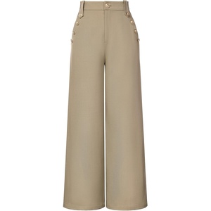 GRACE KARIN Wide Leg Dress Pants for Women 2026 Business Casual Trousers | High Waisted, Work, Buttons, with Pockets, Straight Leg, Teacher, Flowy Palazzo(Khaki)