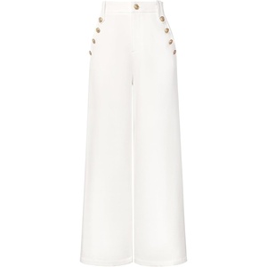 GRACE KARIN Wide Leg Dress Pants for Women 2026 Business Casual Trousers | High Waisted, Work, Buttons, with Pockets, Straight Leg, Teacher, Flowy Palazzo(White)