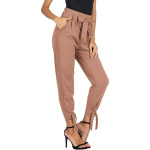 GRACE KARIN Womens Casual High Waist Pencil Pants Paper Bag Pants for Work | Casual, High Waist, Pencil, with Pockets, Bow-Knot Cropped, Paper Bag, Work(Apricot)
