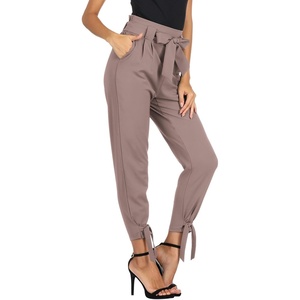 GRACE KARIN Womens Casual High Waist Pencil Pants Paper Bag Pants for Work | Casual, High Waist, Pencil, with Pockets, Bow-Knot Cropped, Paper Bag, Work(Rose-purple)