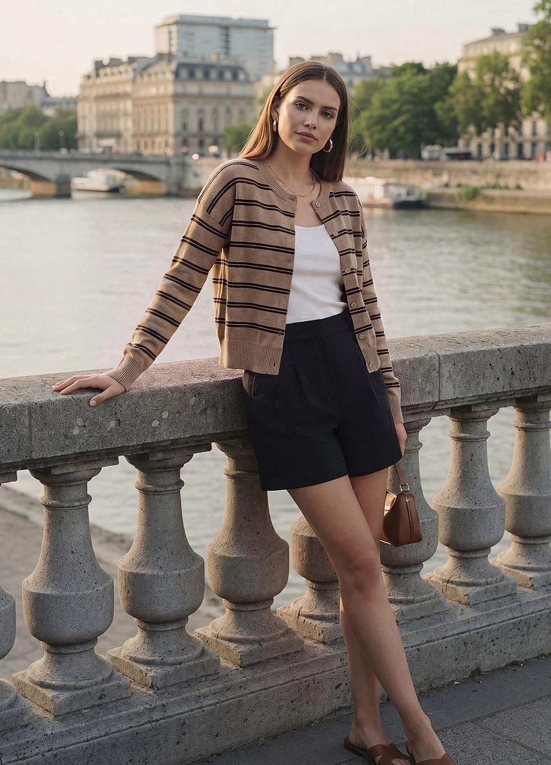 image:imageGRACE KARIN Cropped Cardigan Sweaters for Women Long Sleeve Crew Neck Open Front Jackets Y2K Fall Fashion Clothes 2026Khaki Coffee