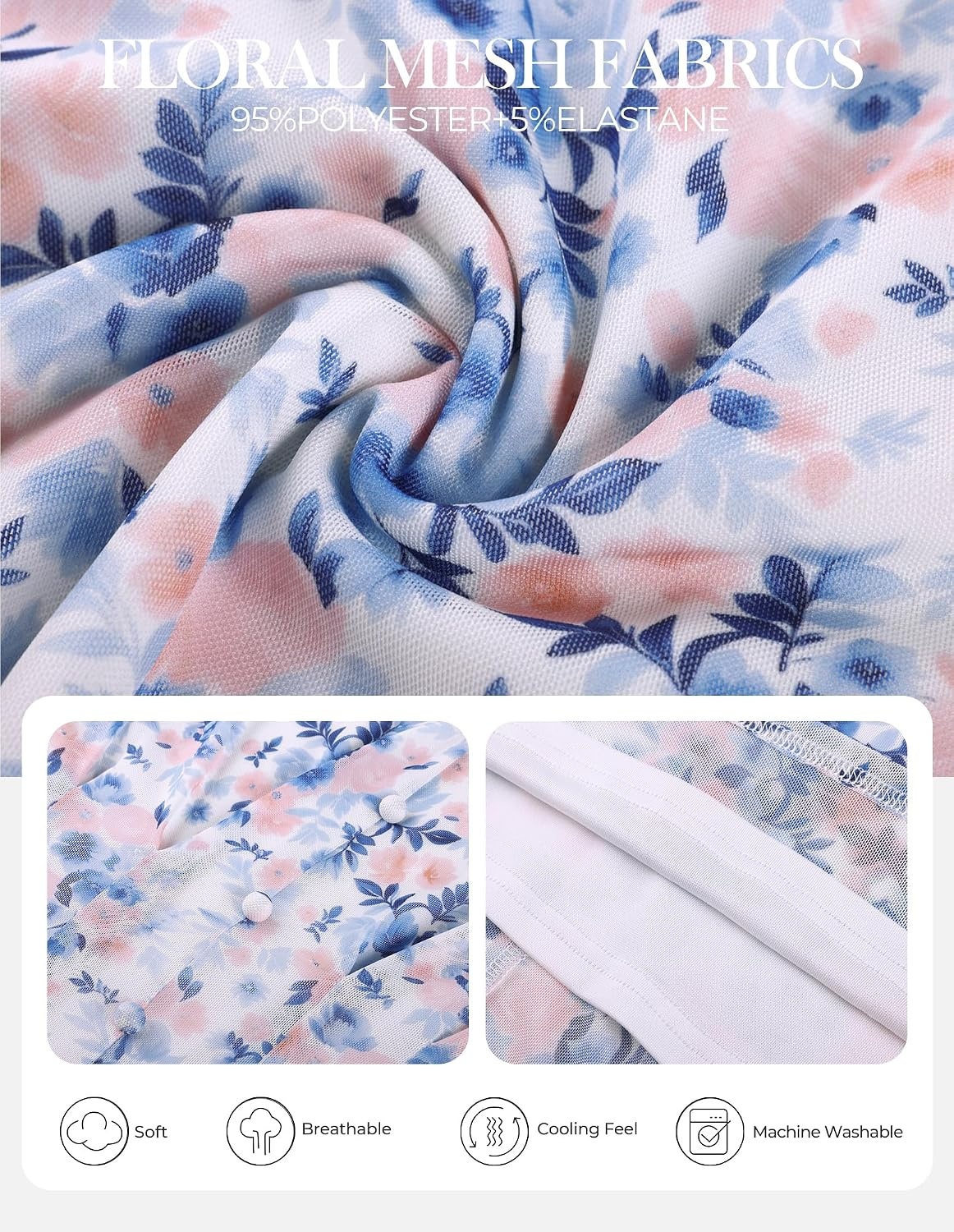 image:imageGRACE KARIN Women Boho Mesh Blouses Dressy Casual Peplum Tops Ruffle Short Sleeve Floral Shirts V Neck Business Work Outfits 2026 Summer Fashion ClothingGray Blue Floral