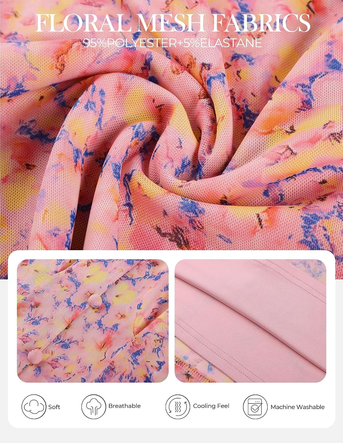 image:imageGRACE KARIN Women Boho Mesh Blouses Dressy Casual Peplum Tops Ruffle Short Sleeve Floral Shirts V Neck Business Work Outfits 2026 Summer Fashion ClothingPink Blue Floral