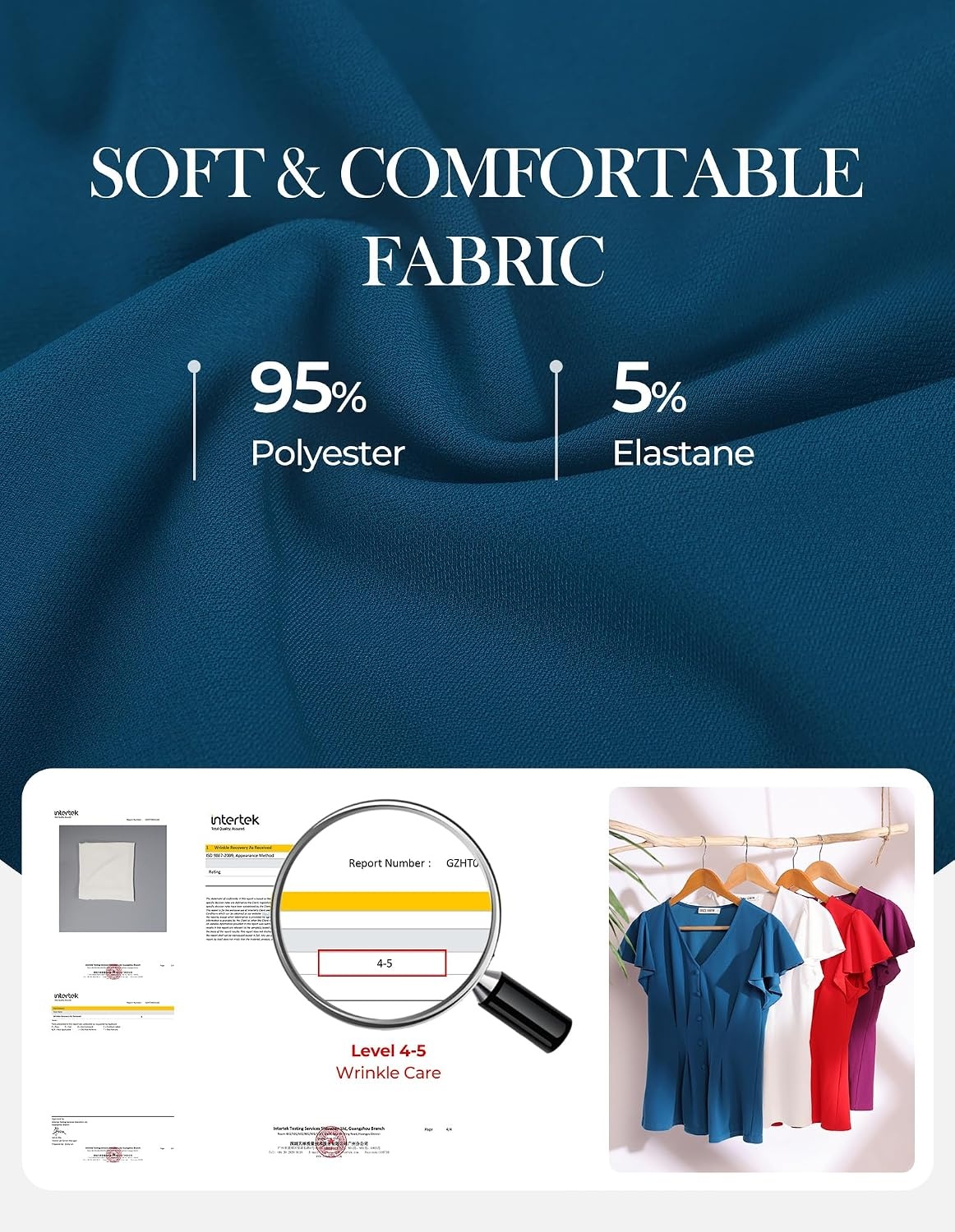 image:imageGRACE KARIN Womens Summer Blouses Dressy Casual Ruffle Peplum Tops V Neck Flutter Sleeve Shirts Summer Fashion Outfits Business Work TopsBlue