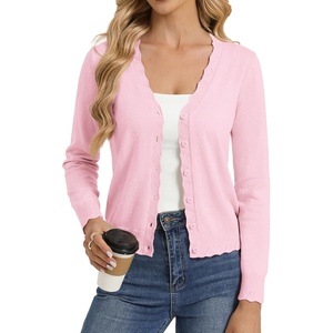 GRACE KARIN Cardigan Sweaters for Women Wool Blend Sweater Fall Fashion | Button Up,Long Sleeve V Neck Open Front,Soft Knit,Dressy Cropped Shrugs,Summer Fall Clothes,Business Casual Teacher Outfits(Light Pink)