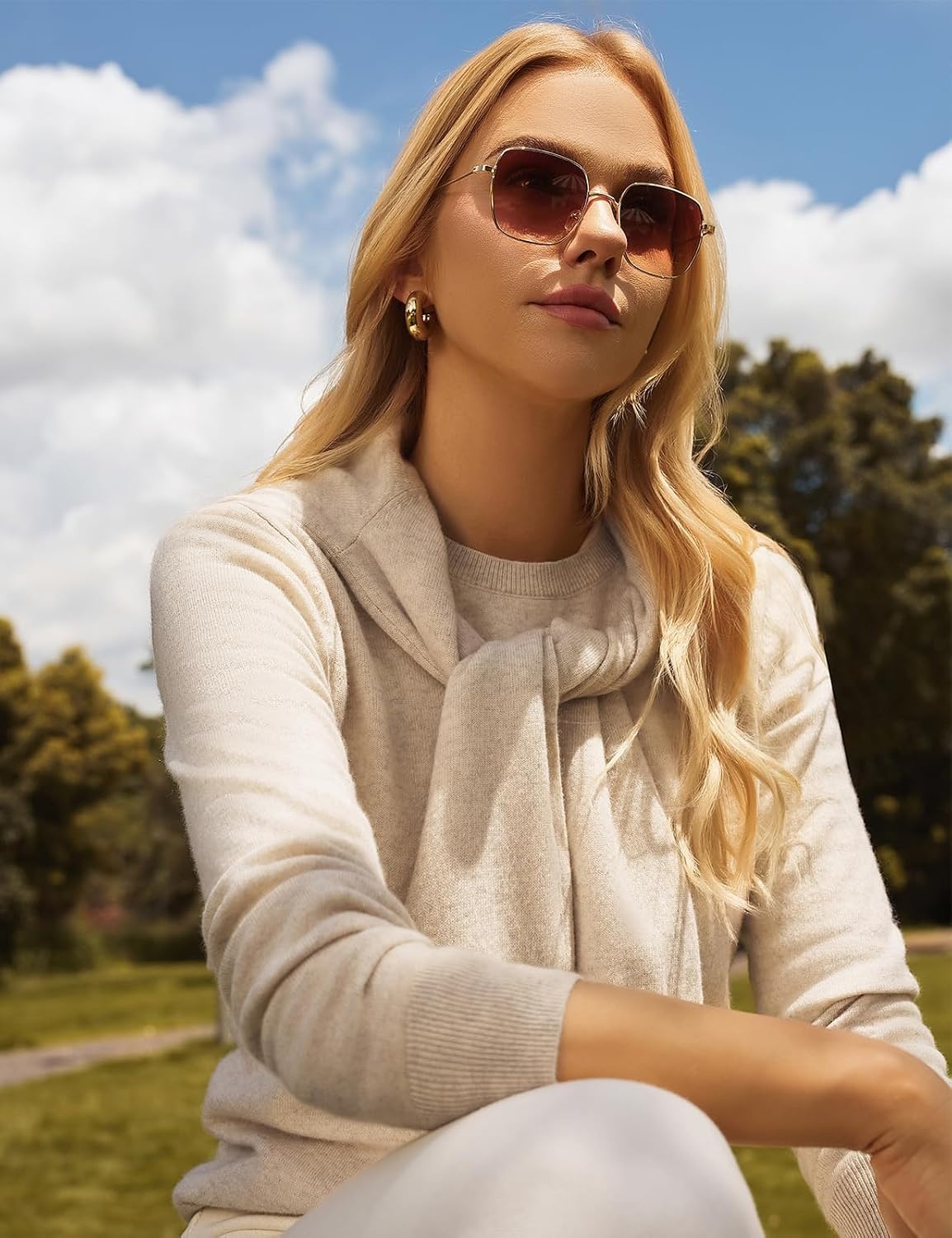 image:imageGRACE KARIN Cashmere Sweaters for Women Lightweight Merino Wool Sweater Cozy Fitted Pullover Fall Fashion 2026 with SocksAlmond