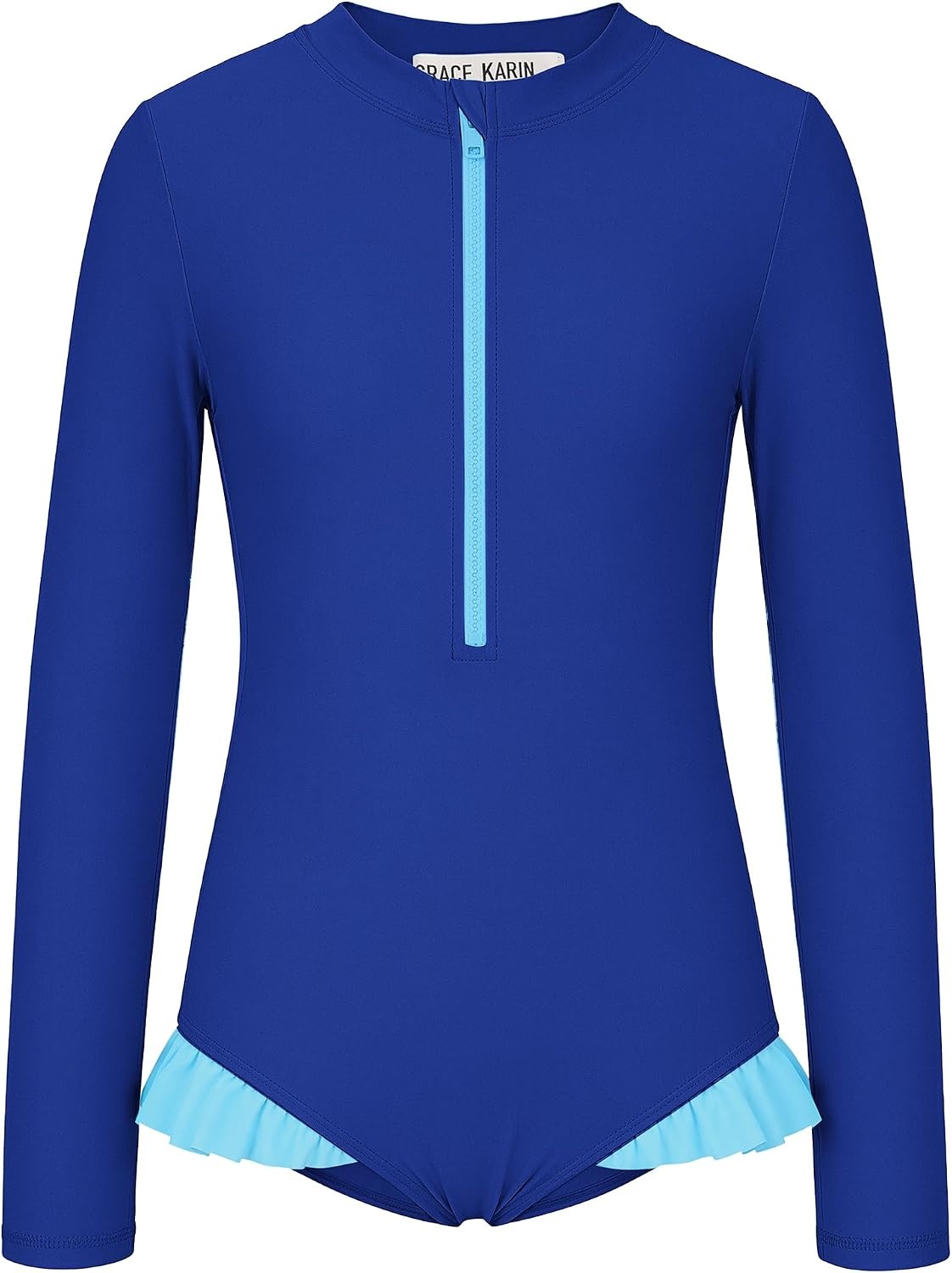 image:imageGRACE KARIN Girls One Piece Swimsuits Long Sleeve Bathing Suits Swimwear 514YRoyal Blue