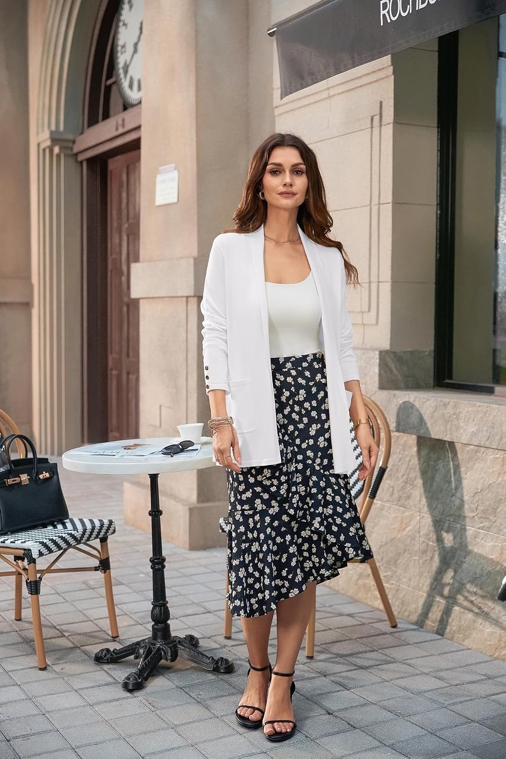 image:imageGRACE KARIN Long Cardigans for Women 2026 Business Casual Fall Fashion Lightweight Long Cardigan with Pockets Business Casual Outfits Soft Kint Lapel Blazer Jacket Early Fall FashionIvory