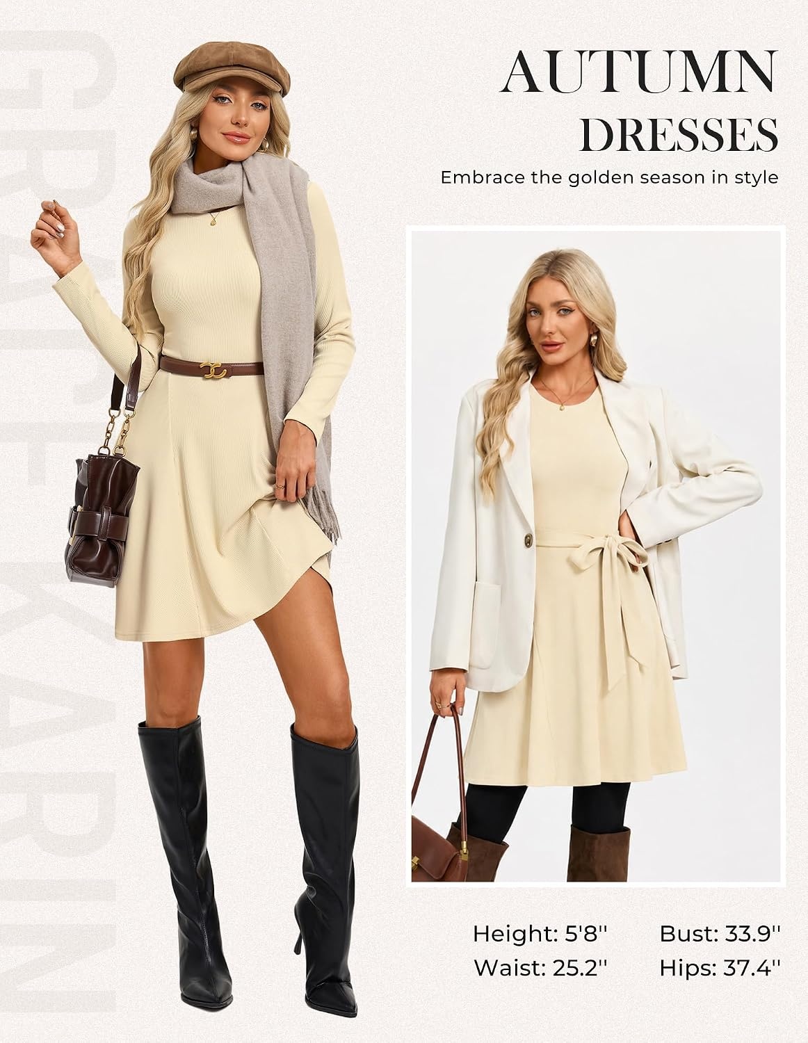 image:imageGRACE KARIN Womens 2026 Fall Long Sleeve Ribbed Mini Dresses with Belt Sweater Dresses For WinterBusiness Casual WorkTeacher OutfitsAlineShort LengthCrew NeckStretchy Soft KnitOyster White