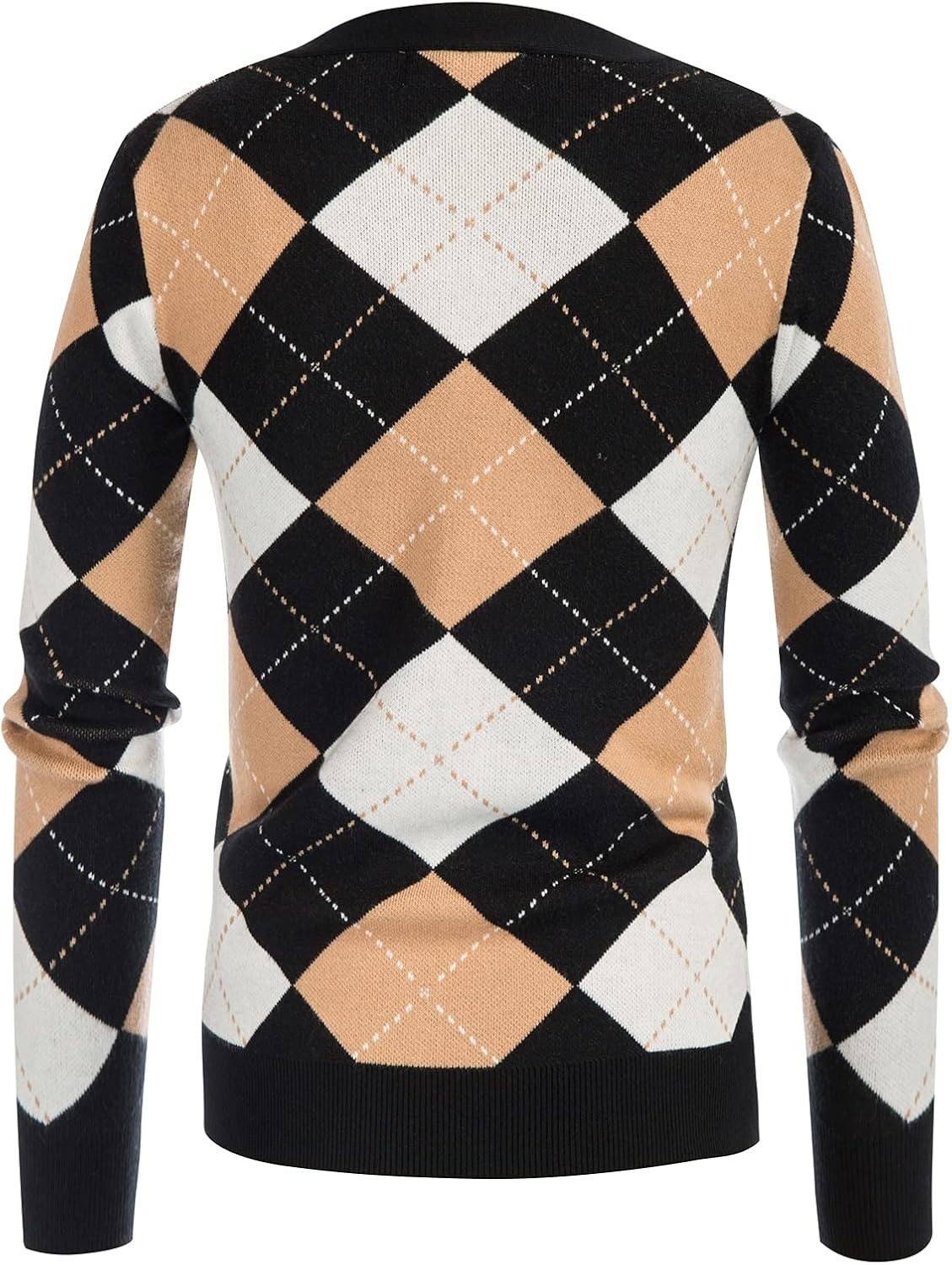 image:imageGRACE KARIN Womens Cardigan Sweater Fall Fashion Argyle Sweater Button Up Cardigan Teacher Outfits Preppy ClothesPlaid Camel White
