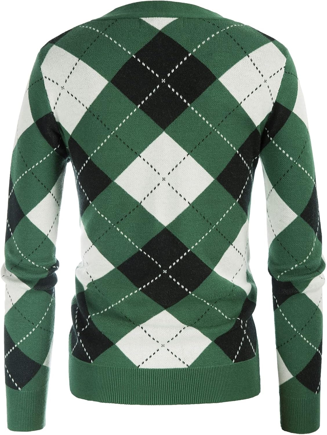 image:imageGRACE KARIN Womens Cardigan Sweater Fall Fashion Argyle Sweater Button Up Cardigan Teacher Outfits Preppy ClothesPlaid Green White