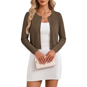 GRACE KARIN Cropped Cardigan Sweaters for Women Cotton Bolero Shrugs for Dresses Summer Fall Fashion Outfits Clothes 2026(Coffee)