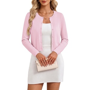 GRACE KARIN Cropped Cardigan Sweaters for Women Cotton Bolero Shrugs for Dresses Summer Fall Fashion Outfits Clothes 2026(Pink)