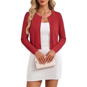 GRACE KARIN Cropped Cardigan Sweaters for Women Cotton Bolero Shrugs for Dresses Summer Fall Fashion Outfits Clothes 2026(Red)