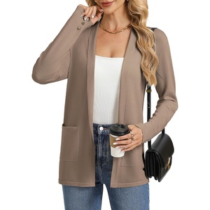 GRACE KARIN Long Cardigans for Women 2026 Business Casual Fall Fashion | Lightweight Long Cardigan with Pockets, Business Casual Outfits, Soft Kint Lapel Blazer Jacket, Early Fall Fashion(Camel)