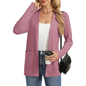 GRACE KARIN Long Cardigans for Women 2026 Business Casual Fall Fashion | Lightweight Long Cardigan with Pockets, Business Casual Outfits, Soft Kint Lapel Blazer Jacket, Early Fall Fashion(Puce)