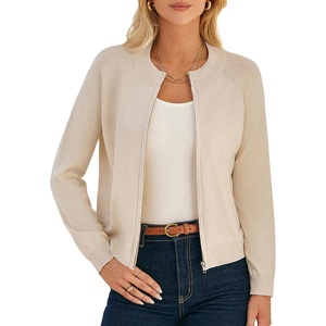GRACE KARIN Womens Long Sleeve Zip Up Cardigan Sweaters Lightweight Sweater Jacket Knitted Fashion Clothes(Apricot Camel)