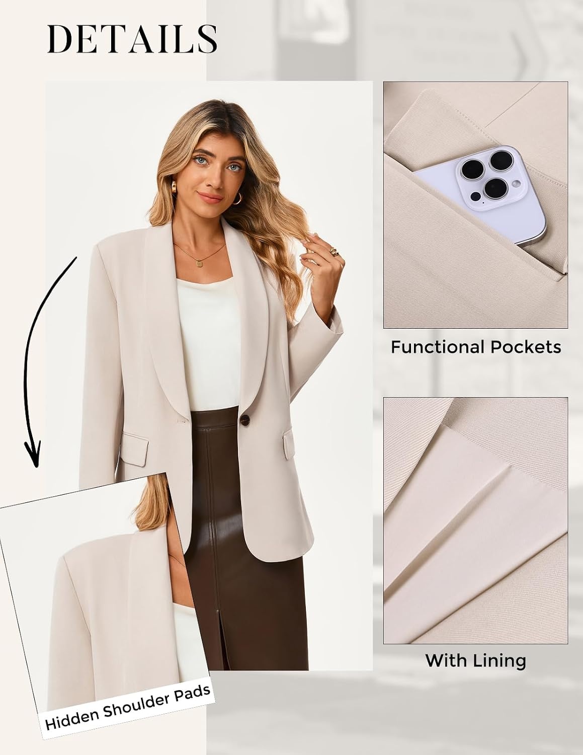 image:imageGRACE KARIN Women 2026 Business Casual BlazerFall Work Office Suit JacketsApricot