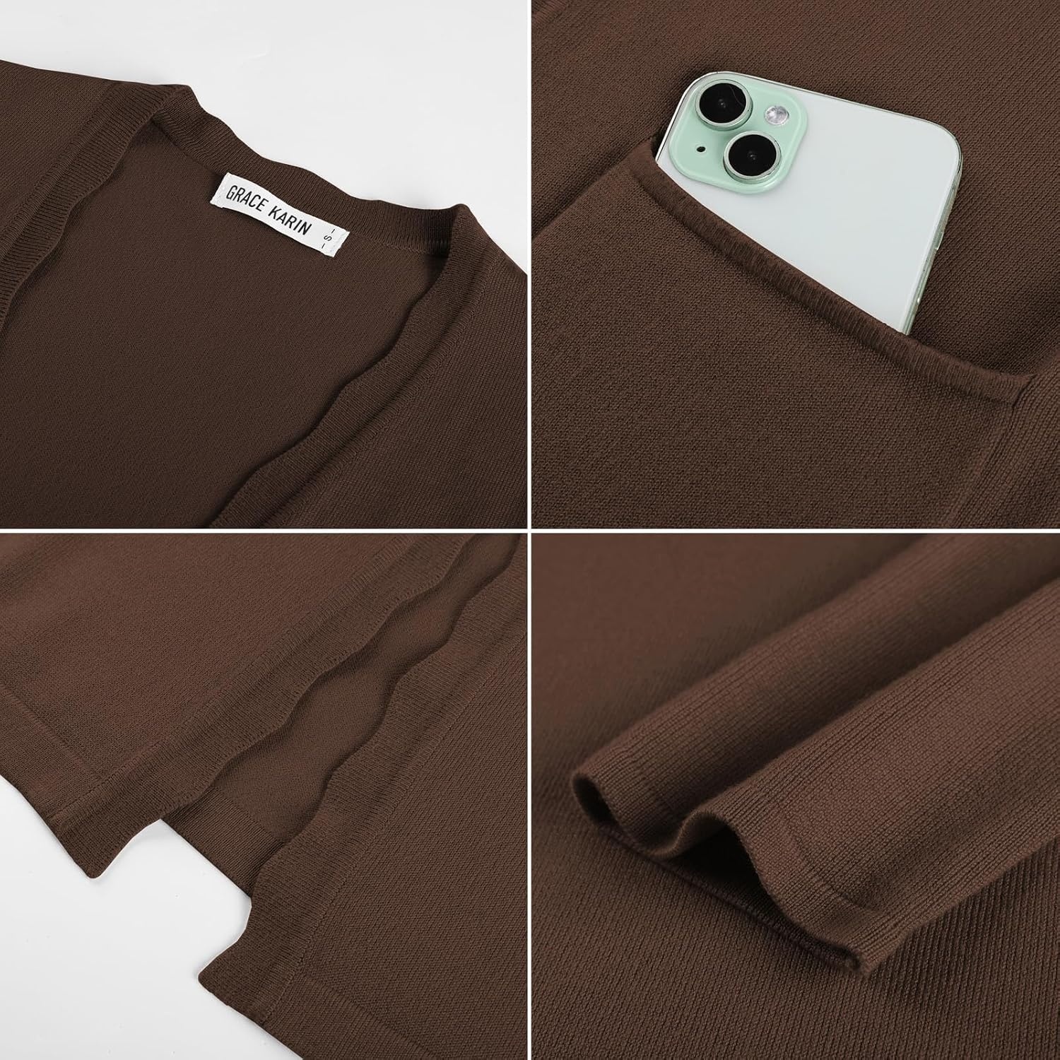 image:imageGRACE KARIN Long Cardigan Sweaters for Women Business Casual Fall OutfitsBrown