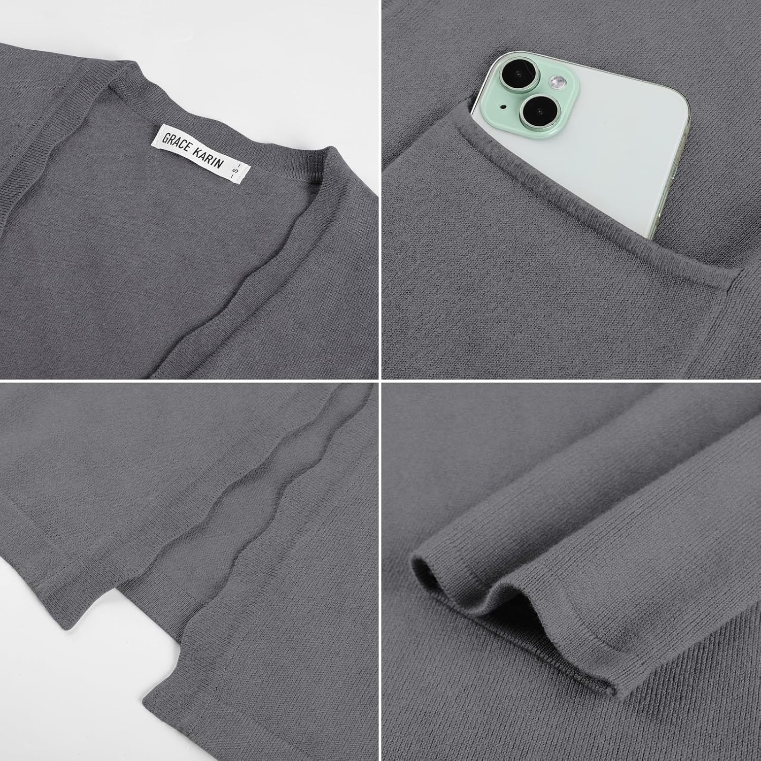 image:imageGRACE KARIN Long Cardigan Sweaters for Women Business Casual Fall OutfitsDrak Grey