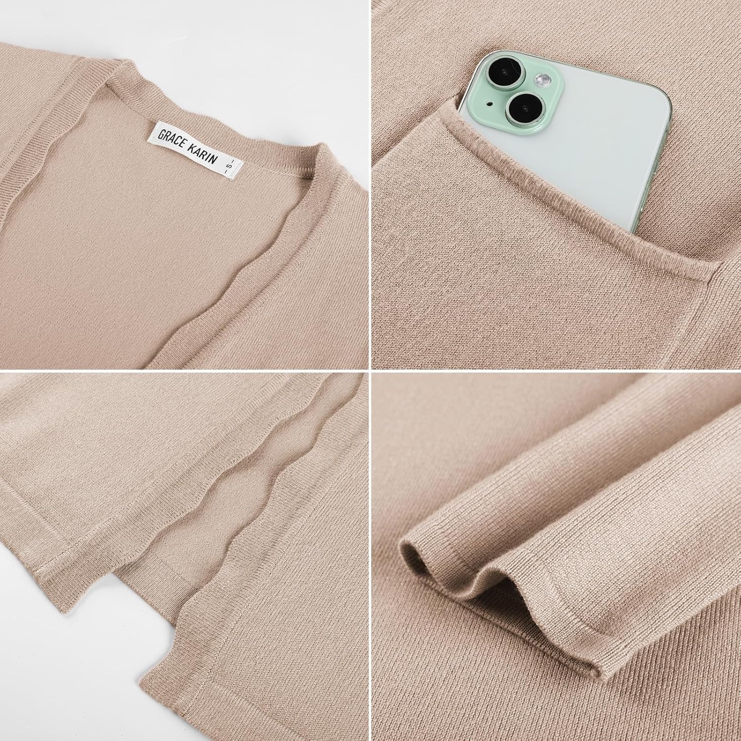 image:imageGRACE KARIN Long Cardigan Sweaters for Women Business Casual Fall OutfitsKhaki