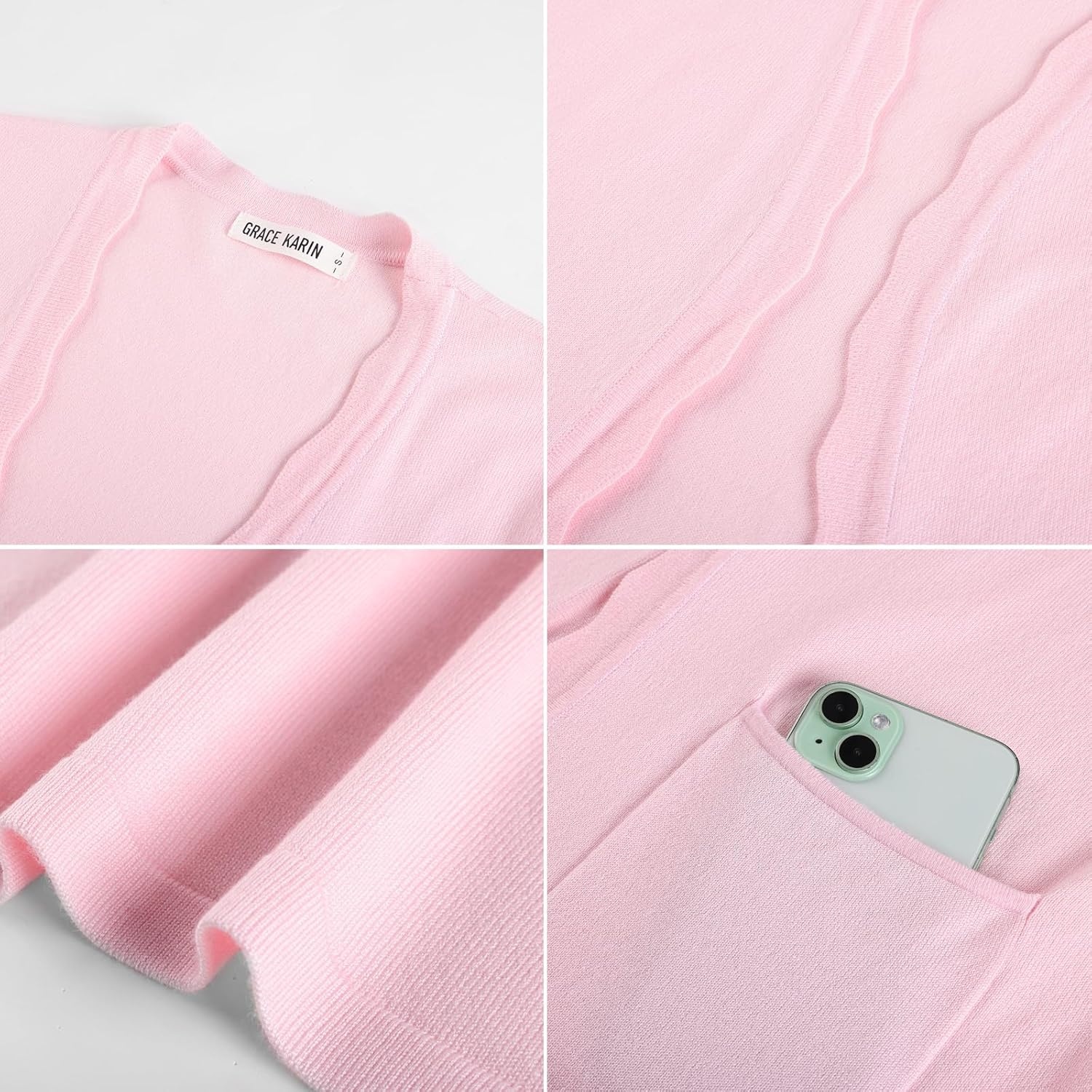 image:imageGRACE KARIN Long Cardigan Sweaters for Women Business Casual Fall OutfitsLight Pink