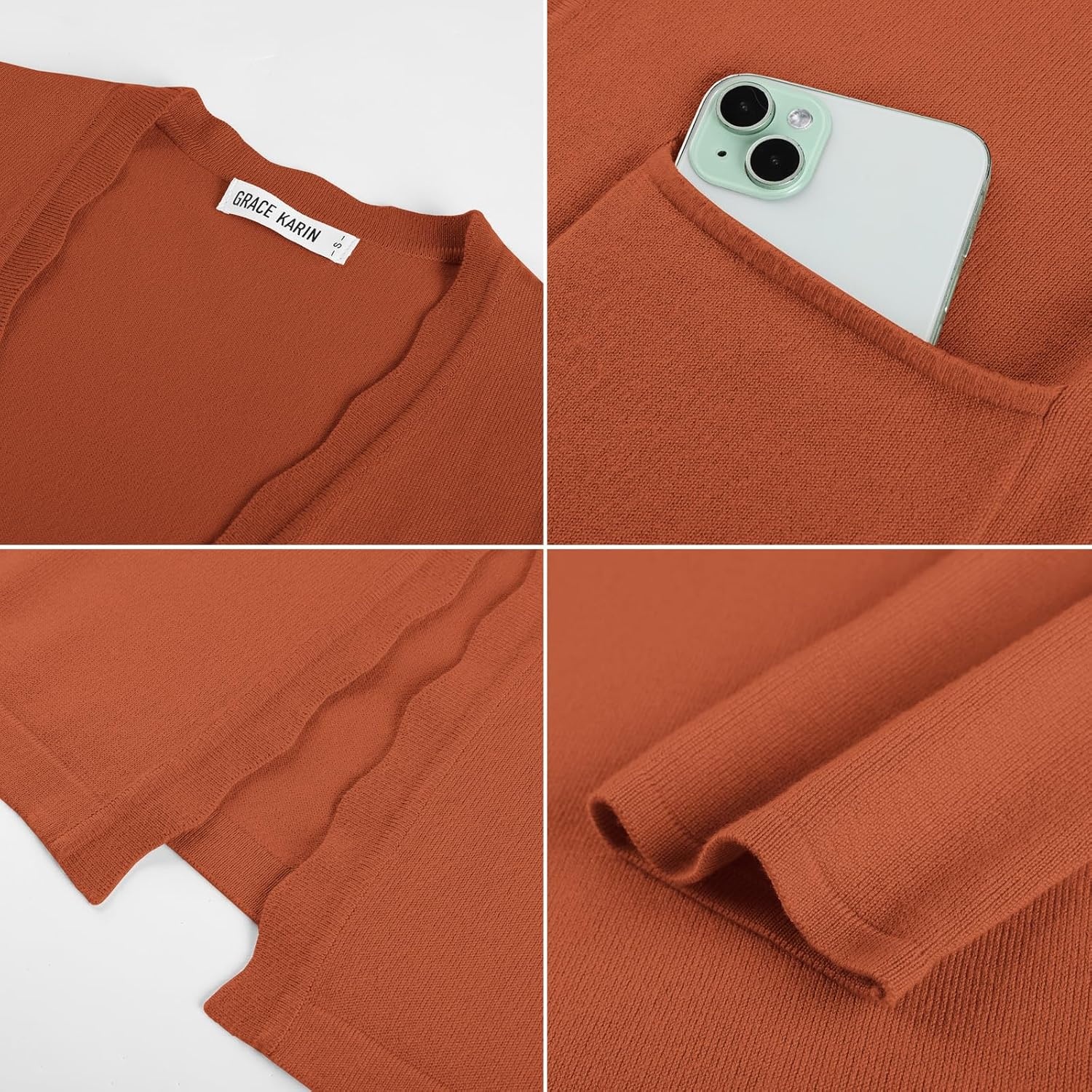 image:imageGRACE KARIN Long Cardigan Sweaters for Women Business Casual Fall OutfitsPumpkin Orange
