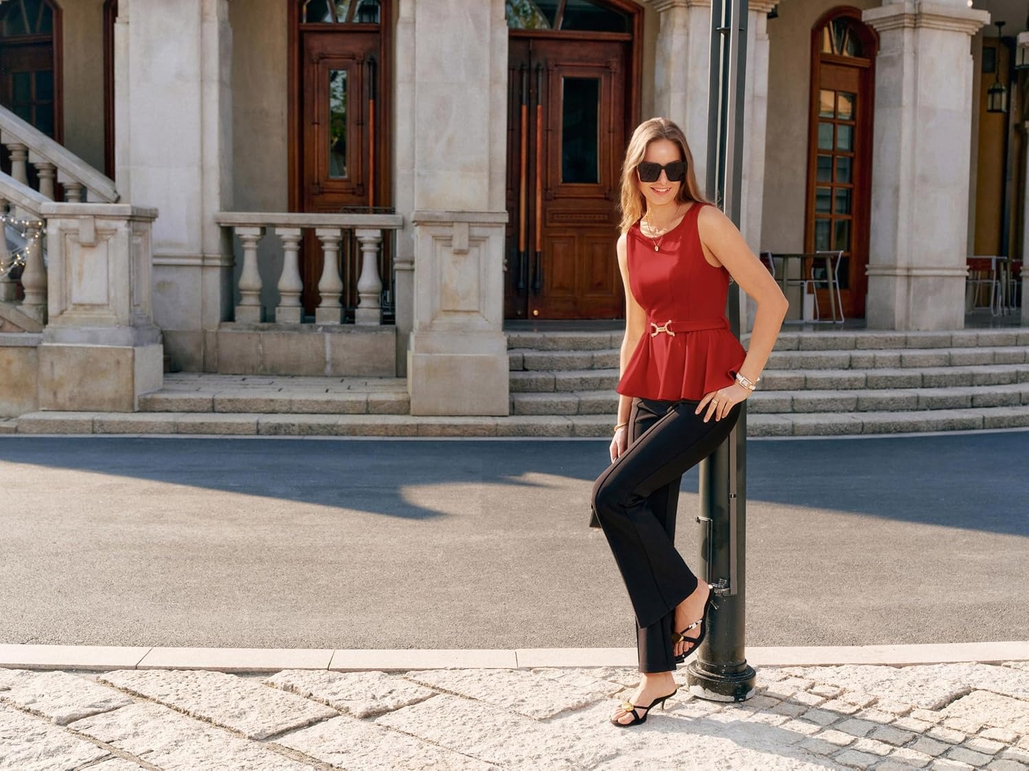 image:imageGRACE KARIN Summer Peplum Tops for Women DressyRed