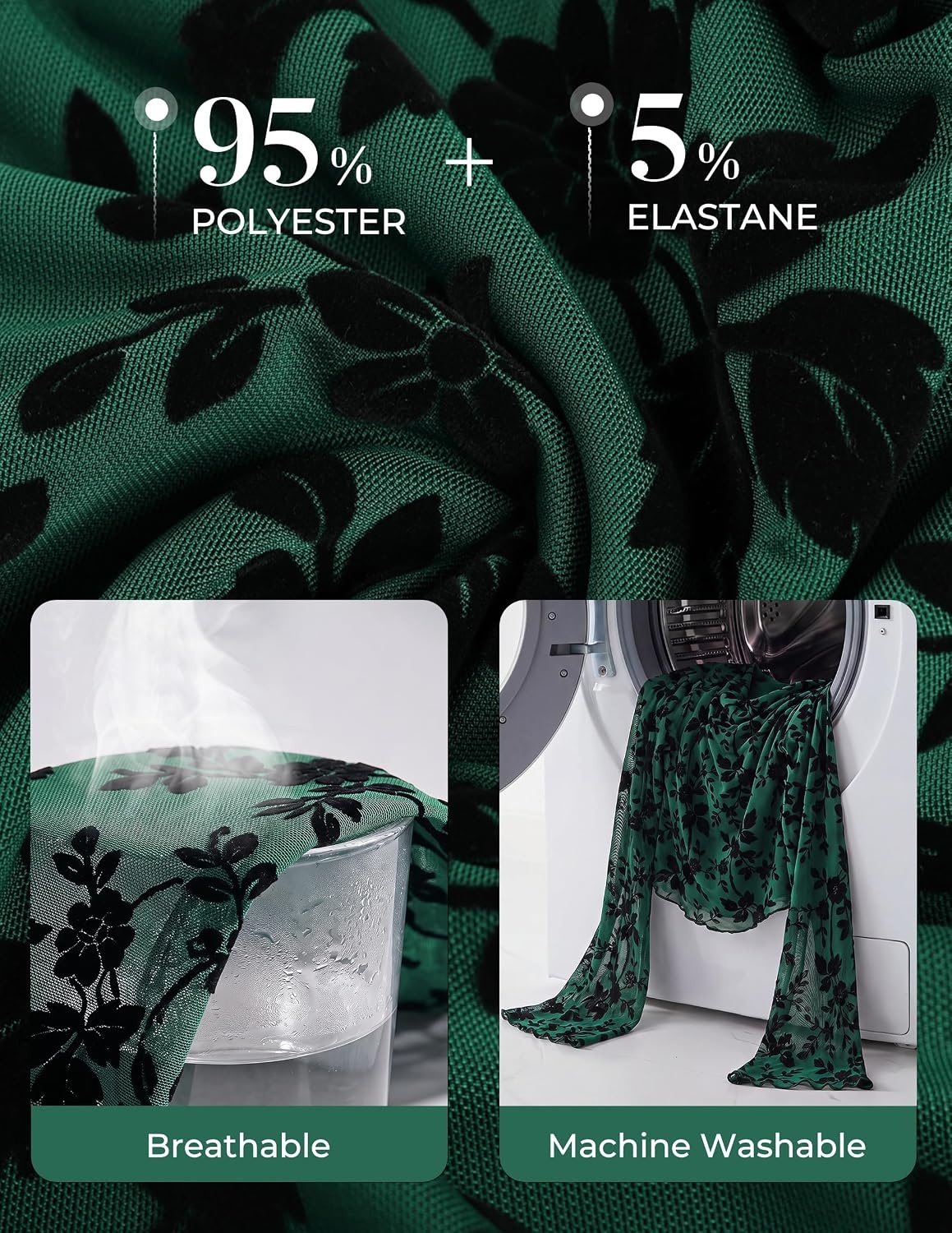 image:imageGRACE KARIN Women Boho Mesh Blouses Dressy Casual Cowl Neck Going Out TopsGreen Floral