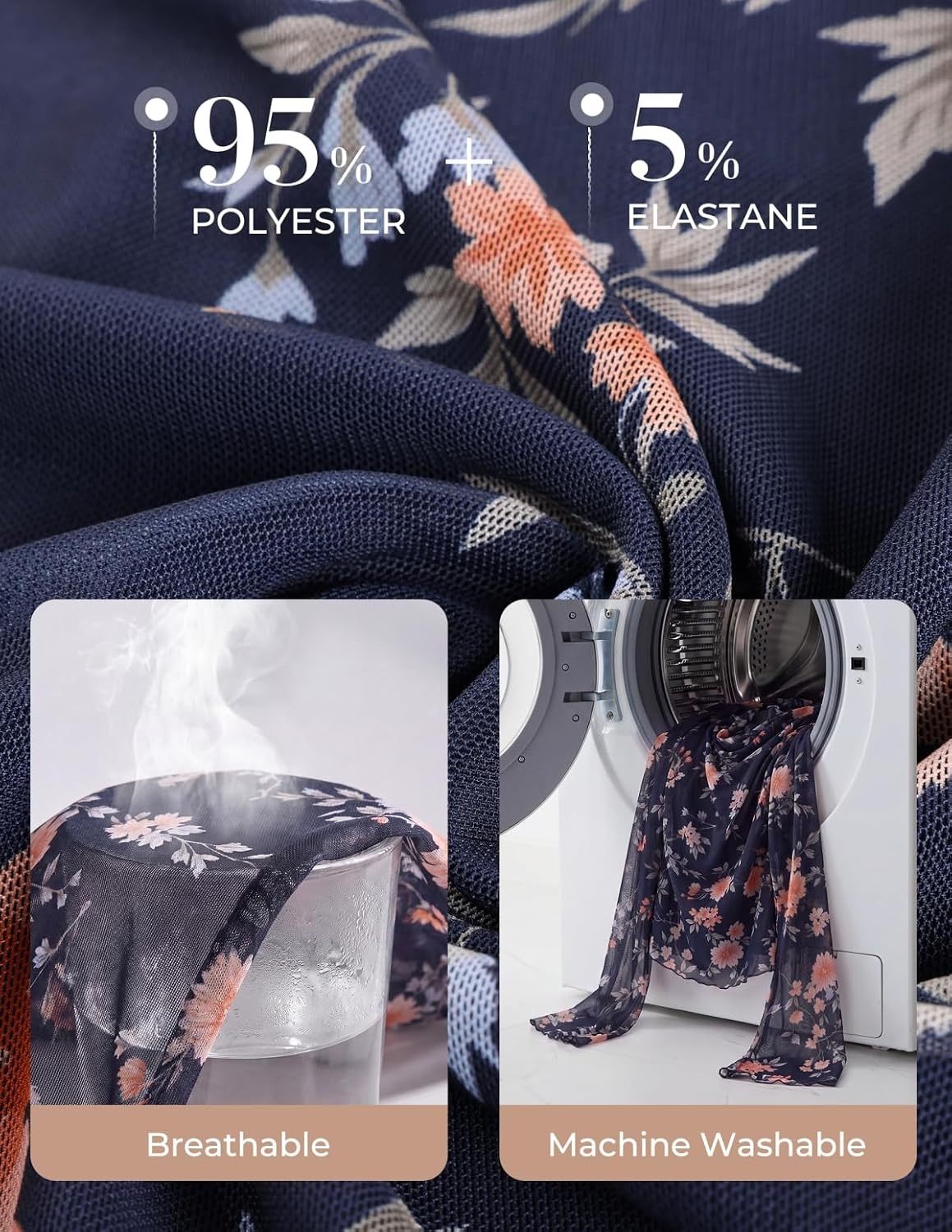 image:imageGRACE KARIN Women Boho Mesh Blouses Dressy Casual Cowl Neck Going Out TopsNavy Blue