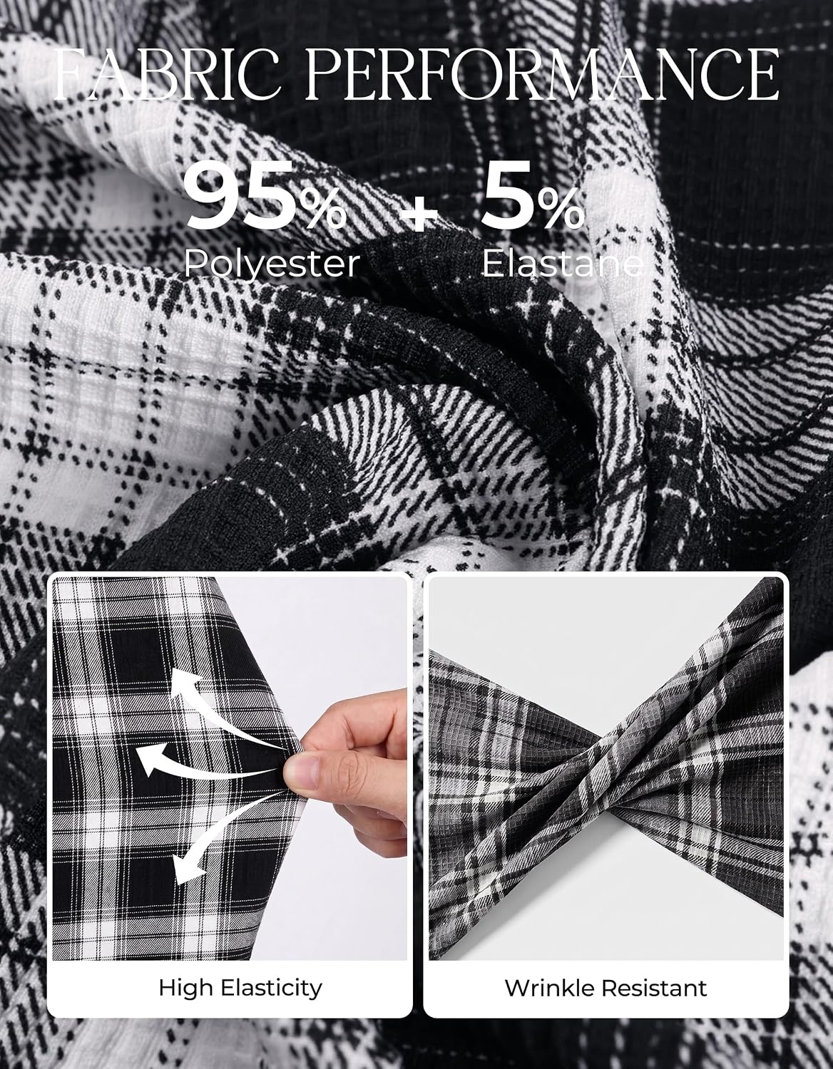 image:imageGRACE KARIN Women Waffle Plaid Knitted Button Down ShirtBlack