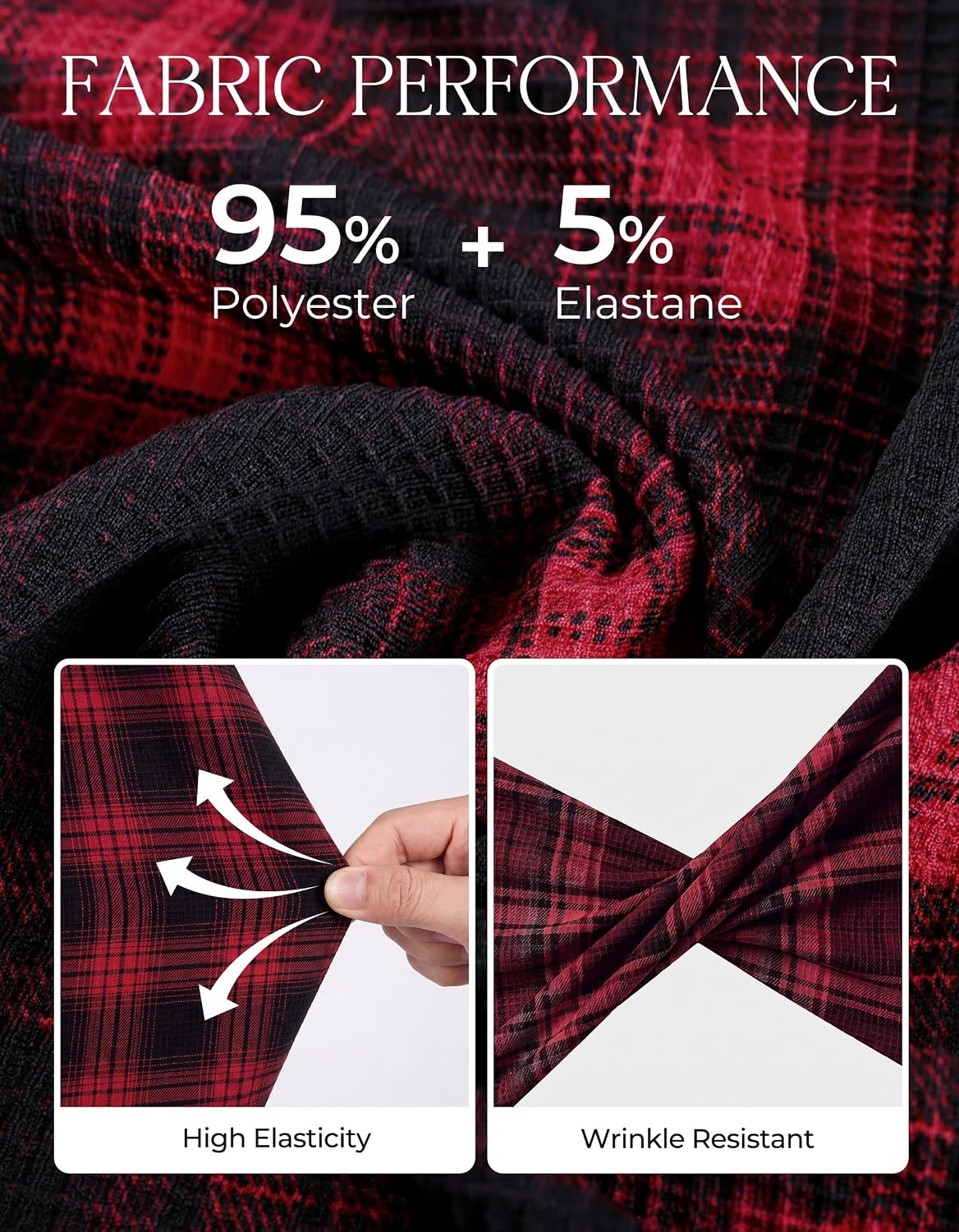 image:imageGRACE KARIN Women Waffle Plaid Knitted Button Down ShirtDark Red