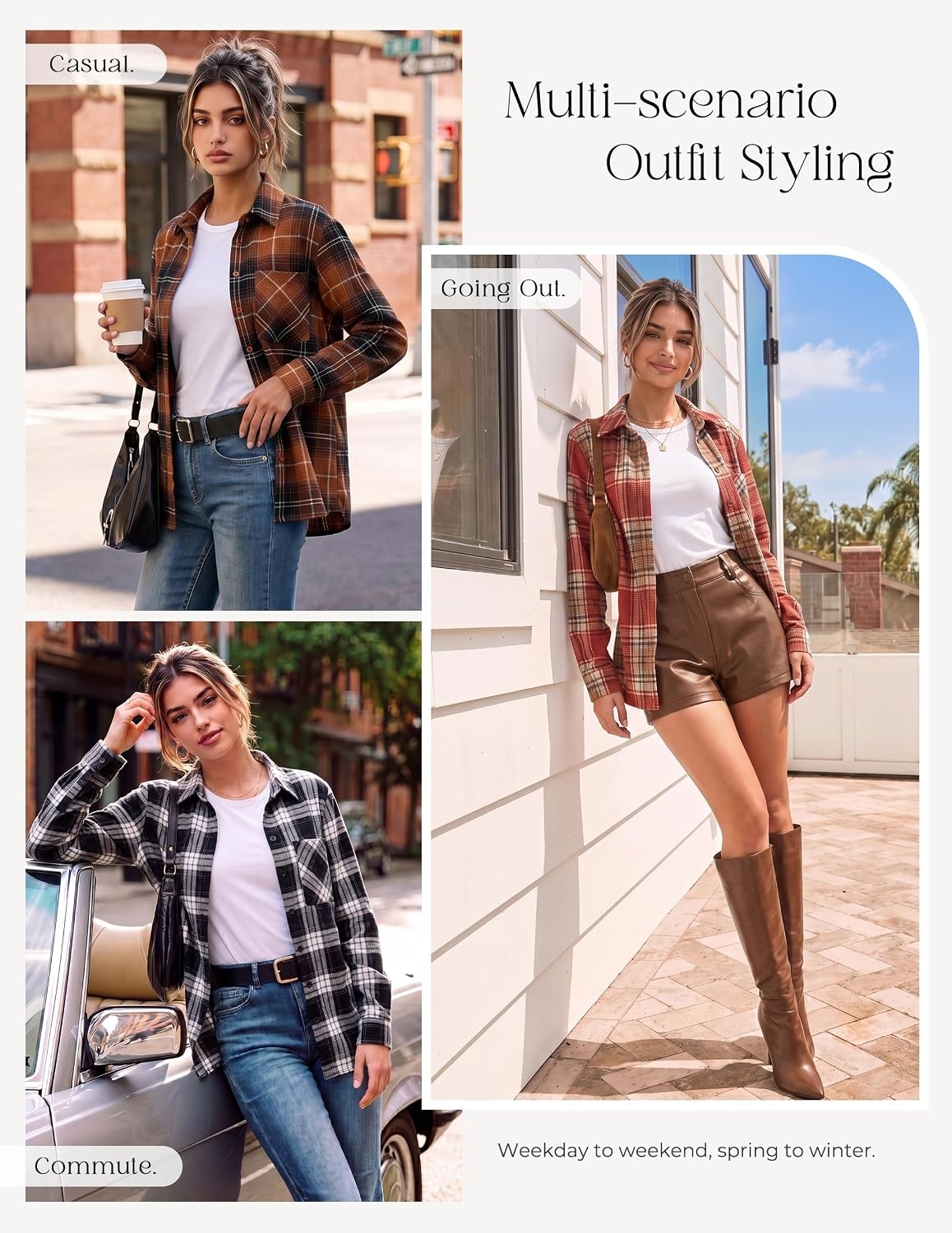 image:imageGRACE KARIN Women Waffle Plaid Knitted Button Down ShirtDark Red