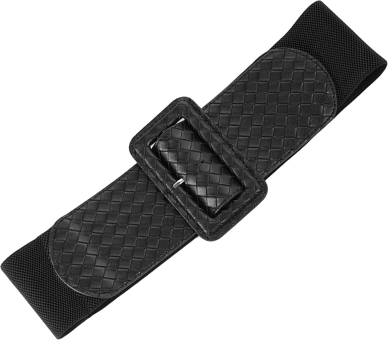 image:imageGRACE KARIN Womens Stretchy Belt 3 Inch Wide Elastic BeltsBraid Black