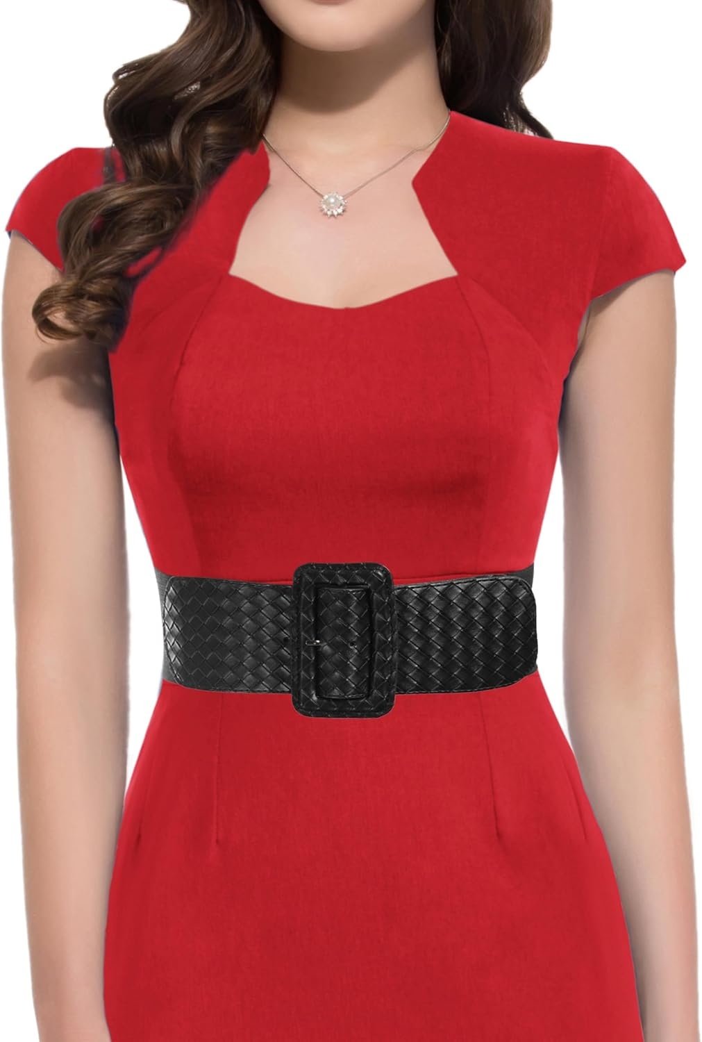 image:imageGRACE KARIN Womens Stretchy Belt 3 Inch Wide Elastic BeltsBraid Black