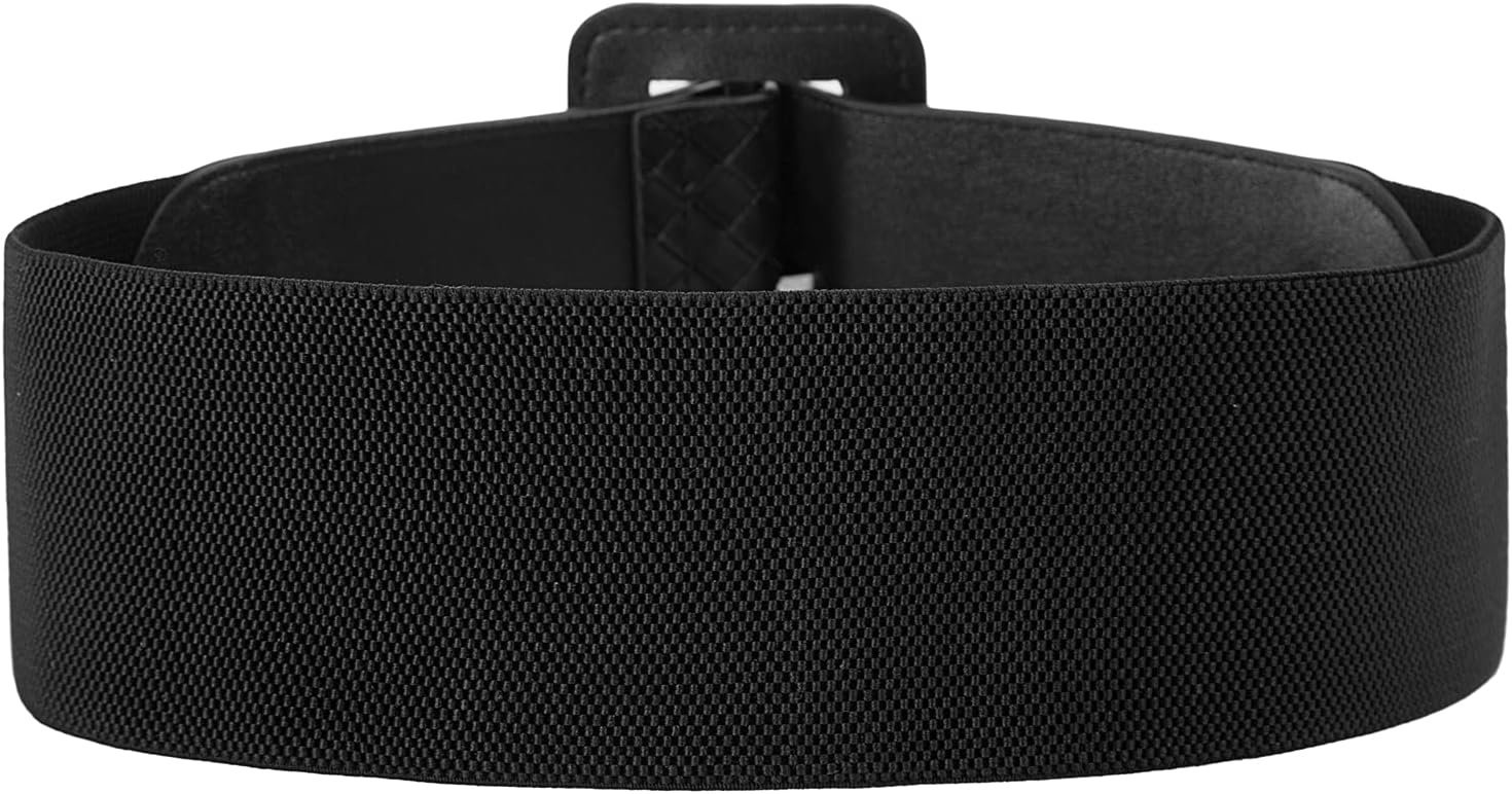 image:imageGRACE KARIN Womens Stretchy Belt 3 Inch Wide Elastic BeltsBraid Black