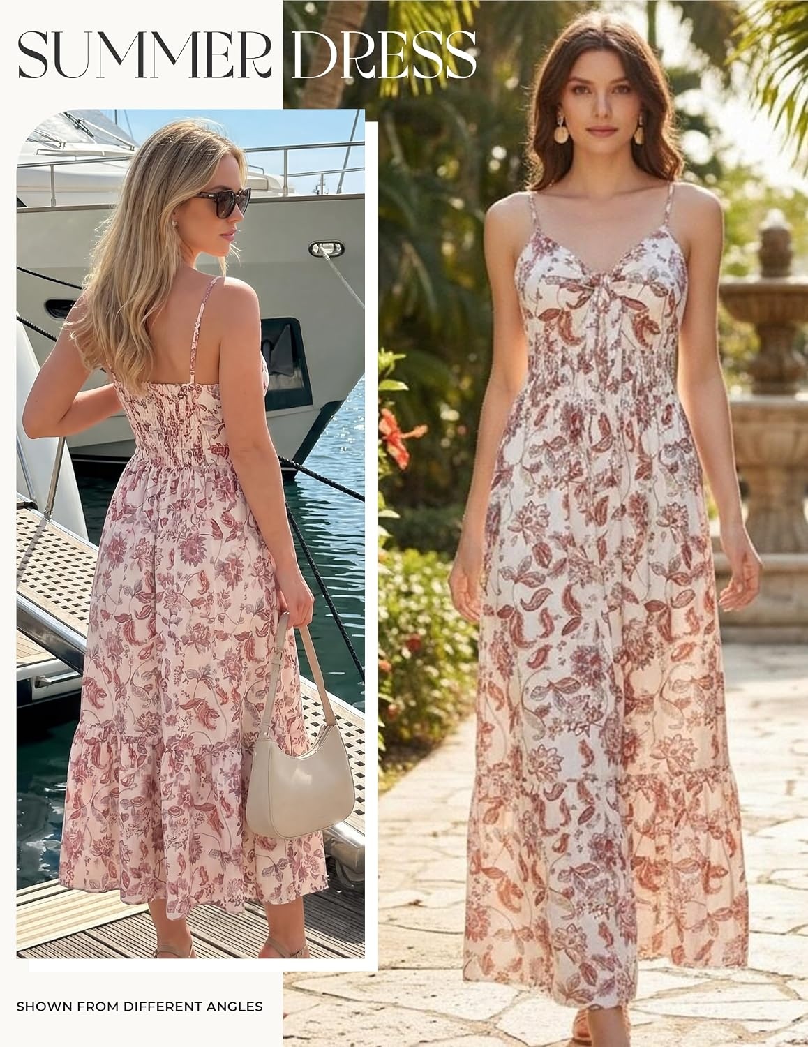 image:imageGRACE KARIN Womens Summer Maxi Floral Beach Dresses 2026Beige Boho Flowers